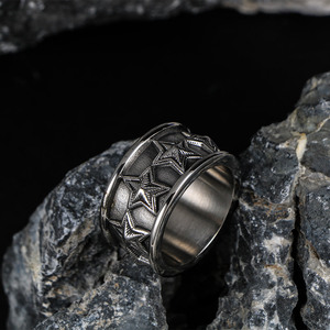 Trendy <b>Titanium</b> Steel <b>Ring</b> Five Pointed Star Pattern Unisex Fashion Jewelry Gift SA968 - Product Image 4
