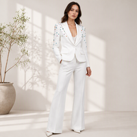 Ensembles de Costume de Bureau de Luxe pour Femme, Vêtements de Mode Féminins Élégants avec Strass
