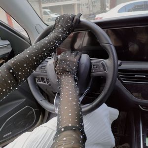 Gants d'étiquette pour femmes Sexy Rhinestones Full Finger Gloves Flash <span class=keywords><strong>Diamond</strong></span> Fishnet Dance Cosplay Party Nightclub Long Glove - Product Image 5
