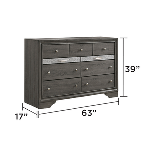 Modern Queen 5 <b>PC</b> Solid Wood Adjustable <b>Storage</b> Bedroom Set in Gray - Product Image 4