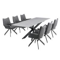 Fauteuils élégants pivotants rembourrés en tissu de lin chaises de salle à manger de luxe