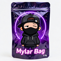 Sachet Mylar refermable personnalisé avec fermeture éclair, 1g, 7g, 14g, pour emballage alimentaire, impression numérique, pochette verticale anti-odeur