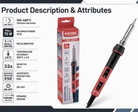 8894511 EXTOL ESD protection 70W Soldering Iron dengan Kontrol Temperatur dan Elemen Pemanas Keramik