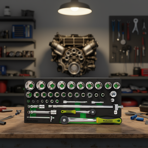 Fasano <b>Socket</b> Set 1/4 3/8 1/2 Inch Drive Metric And Standard SAE With Ratchet And <b>Extensions</b> For Auto Repair - Product Image 3