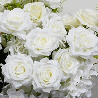 Guirlande de fleurs artificielles en soie, feuilles de plantes vertes luxueuses faites à la main, roses blanches, 2m/1m, pour centre de table de mariage DIY, toile de fond florale