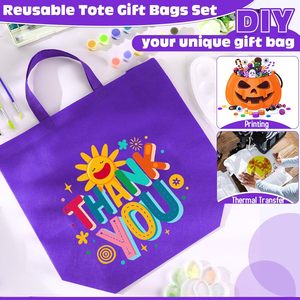 Sacs d'épicerie réutilisables, grands sacs fourre-tout pliables non tissés, 16x6x12 pouces, avec poignées, pour les courses et les cadeaux - Product Image 6