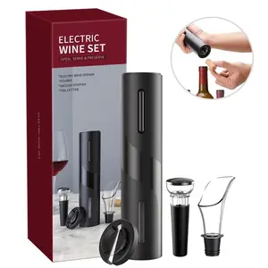 Set hadiah pembuka botol anggur elektrik, pembuka botol Stainless Foil Cutter & pembuka botol Logo OEM kompatibel untuk penggunaan Bar