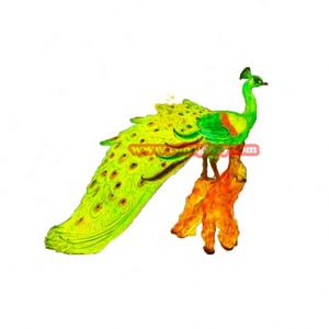 Jardín al aire libre Césped Escena nocturna Estatuas Adornos Escultura de fibra de vidrio con luces LED Artesanía de resina de pavo real - Product Image 2