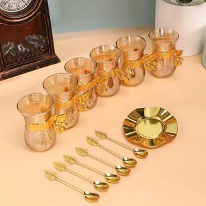 Juego de Tazas de Té Doradas y Negras de Estilo Lujoso de Oriente Medio, Directo de Fábrica, con Platillo y Cucharilla, Taza de Té Aromática para Cafetería, Taza de Espresso - Product Image 3