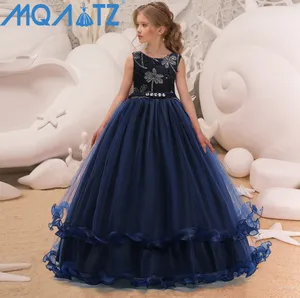 MQATZ toplu toptan bebek kız mavi parti prenses elbiseler kızlar için çocuk parti giysisi elbiseler
