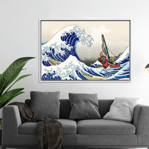 ผ้าใบพิมพ์ลาย: Zelda windwaker Great WAVE การตกแต่งศิลปะสมัยใหม่, ผ้าใบกรอบสีขาว - Product Image 2