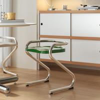 Tabouret d'appoint cantilever pour salon, stable, avec structure en métal chromé courbé et assise en plastique, idéal pour la salle à manger