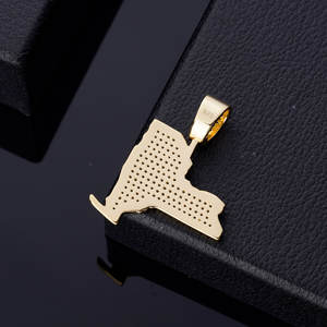 Joyería Hip Hop Personalizada, Dije con Significado, Zirconia Cúbica, Plata de Ley 925, <span class=keywords><strong>Mapa</strong></span> del Mundo de Nueva York - Product Image 3