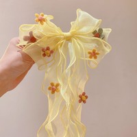 Pince à cheveux tressée nœud papillon arc-en-ciel pour fille, accessoire de coiffure princesse avec ruban pour queue de cheval, décoration capillaire pour fille