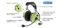 Casque intelligent d'aviation à réduction de bruit 25 dB, connectivité sans fil full duplex longue portée, batterie Li-ion remplaçable de 12 à 18 heures