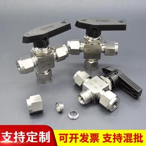 Válvula de Bola Neumática de Acero Inoxidable 304 DN8mm Estilo Americano con Conexión en T de Doble Compresión - Product Image 2