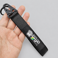 Lanière personnalisée pour clé de voiture en tissu tressé avec mousqueton, anneau fendu et étiquette logo pour emballage de pièces automobiles en détail