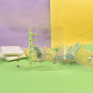 Protège-cahier transparent en PVC à 6 anneaux, rechargeable, avec fermeture à pression, A5/A6, pour journal créatif, agenda, fournitures de bureau et scolaires, cadeau - Product Image 6