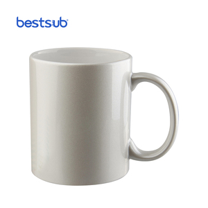 BestSub spazi vuoti di sublimazione personalizzati all'ingrosso 11 once tazze da caffè scintillanti rivestite riscaldate in ceramica personalizzate bianco perla - Product Image 3