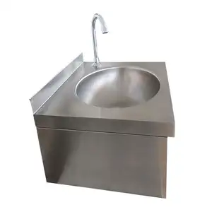 JINGJIANG Commercial Deep Drawn Stainless Steel Knee 0perated Hand Washing Sink