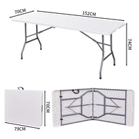 Table pliante d'extérieur portable en HDPE de 1,52 m, design minimaliste moderne, personnalisation du logo, petite table pour la salle à manger ou les conférences