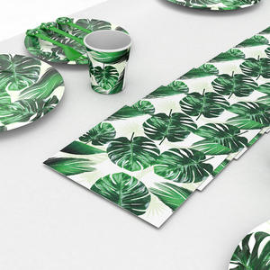 Nouvelle décoration de fête d'<span class=keywords><strong>anniversaire</strong></span> pour enfants thème feuille de tortue hawaïenne vaisselle jetable assiette en papier - Product Image 4