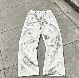 Pantalones Deportivos con Logotipo Personalizado, Lavado Desgastado, Cintura Elástica con Cordón, Ropa Casual Urbana para Hombre, Algodón, Otoño - Product Image 4