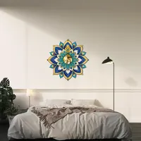 Décoration murale Mandala en métal personnalisée, style Art déco, tons terreux, bohème, pour salon et chambre à coucher