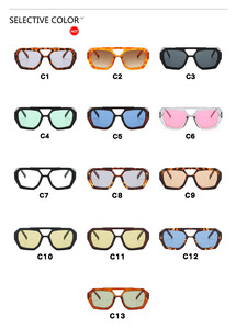 Occhiali da Sole Unisex di Ultima Tendenza, Lenti a Specchio Quadrate di Alta Classe, Protezione UV, Montatura <span class=keywords><strong>in</strong></span> PC a Doppia Barra, Cerniera <span class=keywords><strong>in</strong></span> Metallo - Product Image 6