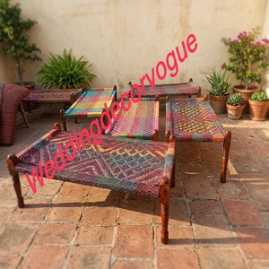 Indian Traditional and Modern Charpoy Foldable Handmade Woven Multicolor Wooden Handwoven Charpai From India - Product Image 4