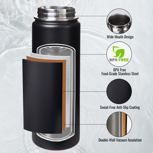 24oz Insulated Sports Water <b>Bottle</b> 100% Leak Proof Wide Mouth Double Wall Vacuum Thermos <b>Bottle</b> for Travel Workout Daily Outdoor - Product Image 5