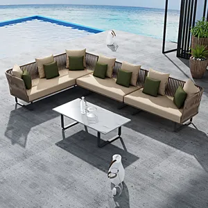 Nieuwe Ontwerp Outdoor Leisure Manieren Rieten Patio Meubels Sectionele Grote Lounge Sofa Set