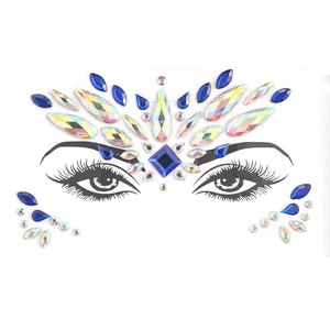 Carnaval maquillage <span class=keywords><strong>3D</strong></span> diamant sourcil autocollant temporaire visage bijoux tatouage brillant strass pour Festival de musique bricolage beauté décor - Product Image 6