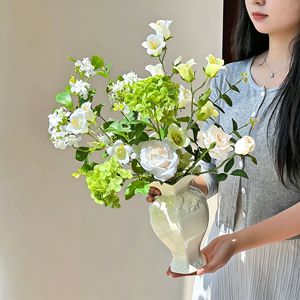 Yoshinobu <b>Artificial</b> Hydrangea <b>Flowers</b> Silk Vase <b>Arrangement</b> Realistic Home Decor Desktop Ornament - Product Image 4