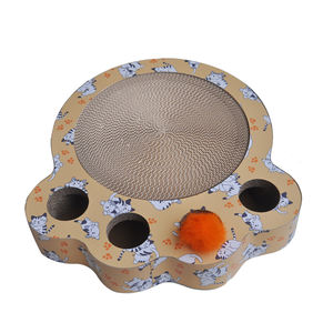 Grosir ramah lingkungan karton bergelombang kucing bantalan cakar berbentuk dengan bola mewah interaktif - Product Image 3