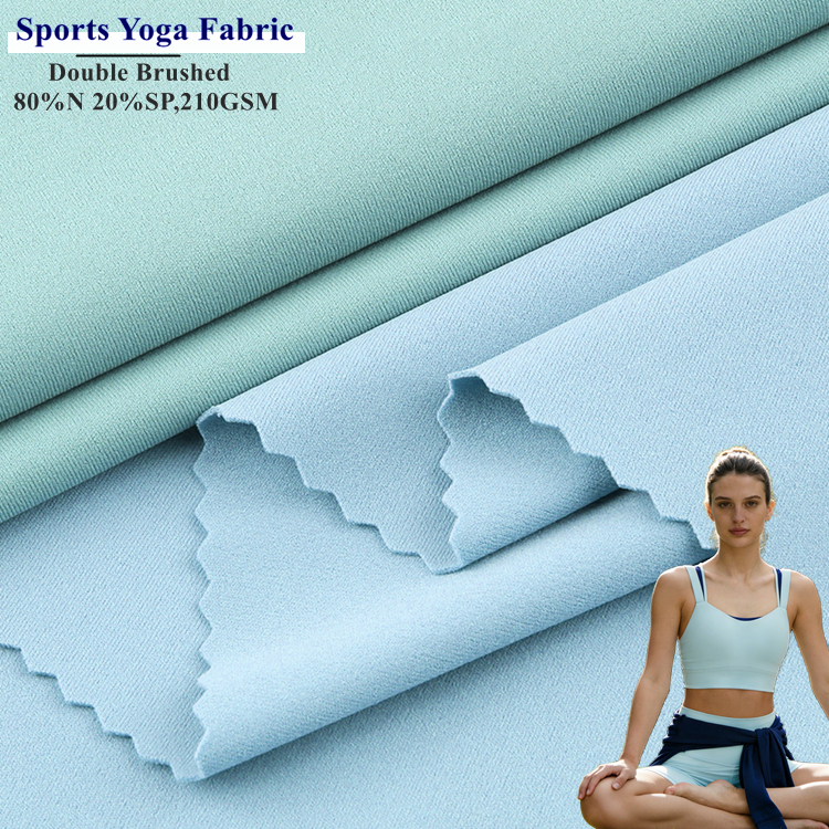 Matte Interlock 4 Way Stretch 80% Polyamide 20% Elastane Fabric Breathable Nylon Spandex Fabric for Yoga Gymnastics Apparel