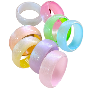 2026 Summer Vintage Fashion Bracelet for Unisex Colorful Glitter Mermaid-style Wide Round Acrylic Party Statement Jewelry <b>Bangle</b> - Product Image 1