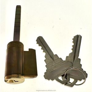 Thép không gỉ núm hình trụ khóa với 3 phím và sáng <span class=keywords><strong>Brass</strong></span> kết thúc bụi Bìa bao gồm - Product Image 3