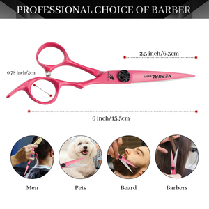 Tijeras de Peluquería Profesionales de 6.0 Pulgadas, Color Rojo Rosa, Acero JP440C, Diseño Moderno, Alta Calidad, HS-970 - Product Image 3