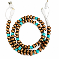 Câble de charge FASHLINK Western Turquoise perlé 4-en-1 USB Type C multi-connecteur, accessoire de mode bohème