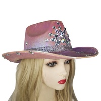 Chapeau de mariée chic pour enterrement de vie de jeune fille avec strass étincelants pour fête de mariage et fiançailles, chapeau de cowboy et de cowgirl tendance