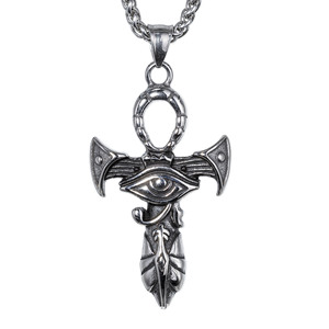 yunnique Ancient Egyptian Eye Of Horus Cross Stainless Steel Men's Pendant Retro <b>Punk</b> Necklace Gift - Product Image 1