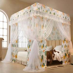 4 Corners Post Canopy Bed <b>Curtains</b> with Dustproof Top Cover Breathable Tent Canopy Mosquito <b>Net</b> for Adults - Product Image 2