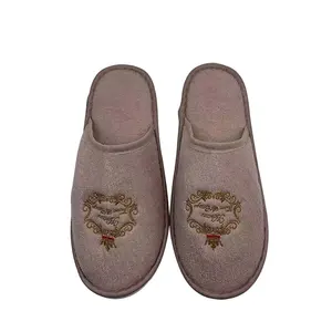 Wholesale Towel Custom Embroidered Logo Disposable Indoor Wedding Bride Slippers for Guests