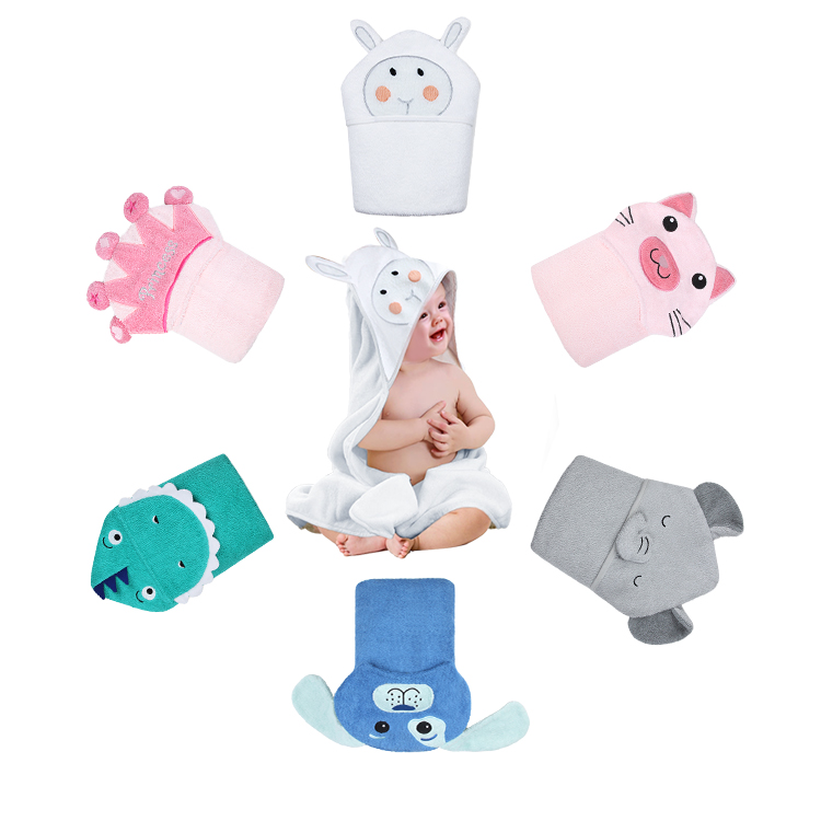 Baby hooded towel set top choice for kids 100%cotton 70*70 or customized size for bath use