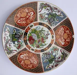 Güzel japonya japon plaka Imari polikrom porselen tabak kuş ve çiçek dekorasyon japon porselen tabak çanak
