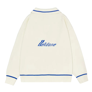 Design Jacquard Logo del marchio <span class=keywords><strong>maglione</strong></span> da <span class=keywords><strong>uomo</strong></span> stile Casual collo a <span class=keywords><strong>Polo</strong></span> Design tinta unita <span class=keywords><strong>maglione</strong></span> in cotone da <span class=keywords><strong>uomo</strong></span> - Product Image 2