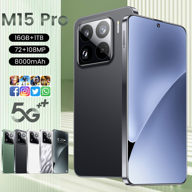 Wholesale 2026 New M15 Pro Mobile Phone Perforated 7.3-inch Large Screen Android Hot Sale Low-priced New 5g Global Smartphone