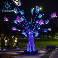 Anpu Beleuchtung Riesiges RGB LED Schmetterlings-Baum-Motiv-Licht Farbwechselnd Outdoor Wasserdicht Dimmbar Weihnachts- und Festdekoration