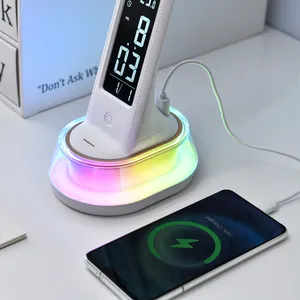 European Touch Control Hd Clock Display Alarm Clock RGB Light Nordic Side Bedside Table Lamp With Usb Port